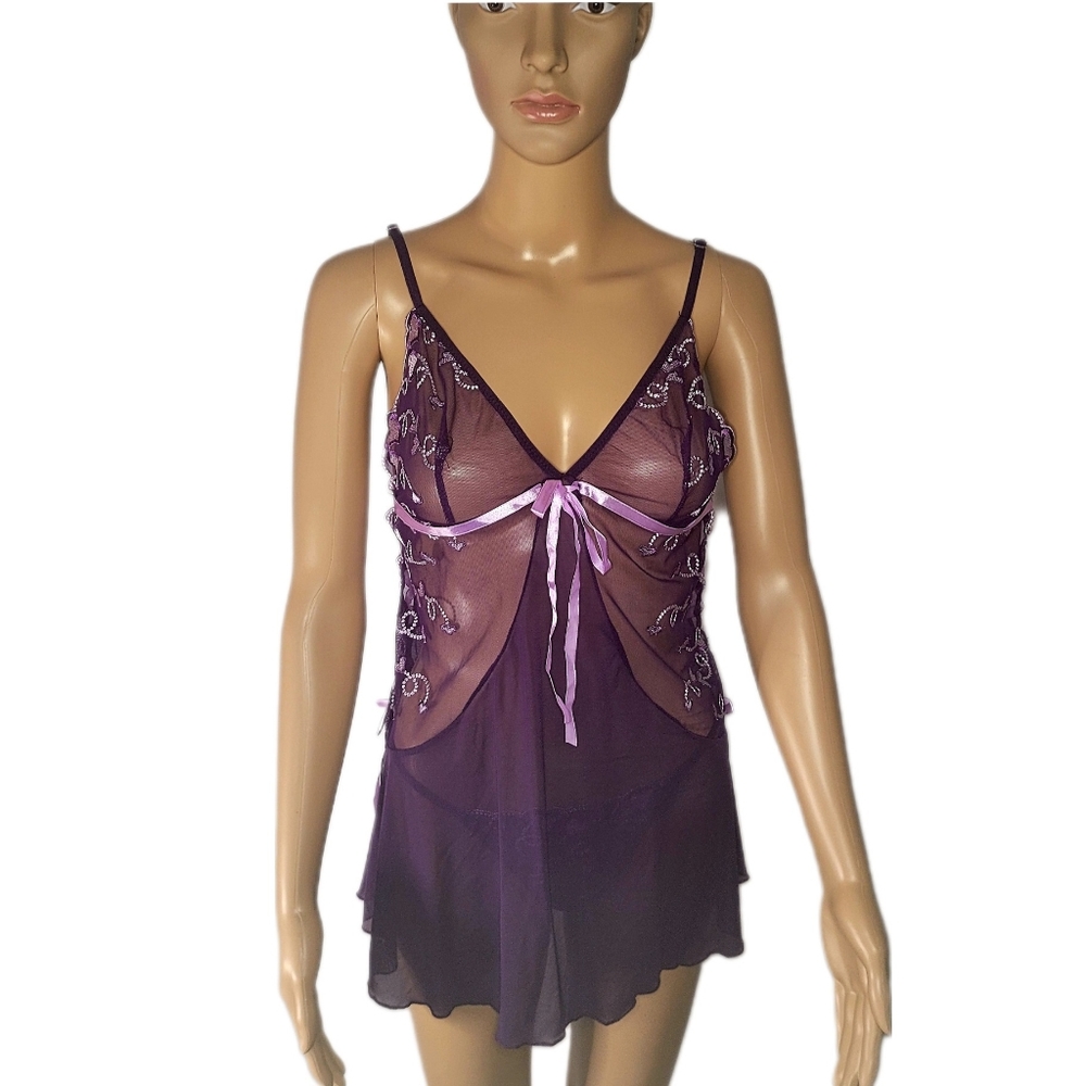 Size Medium purple lingerie Babydoll set Buy 2, get the third one free